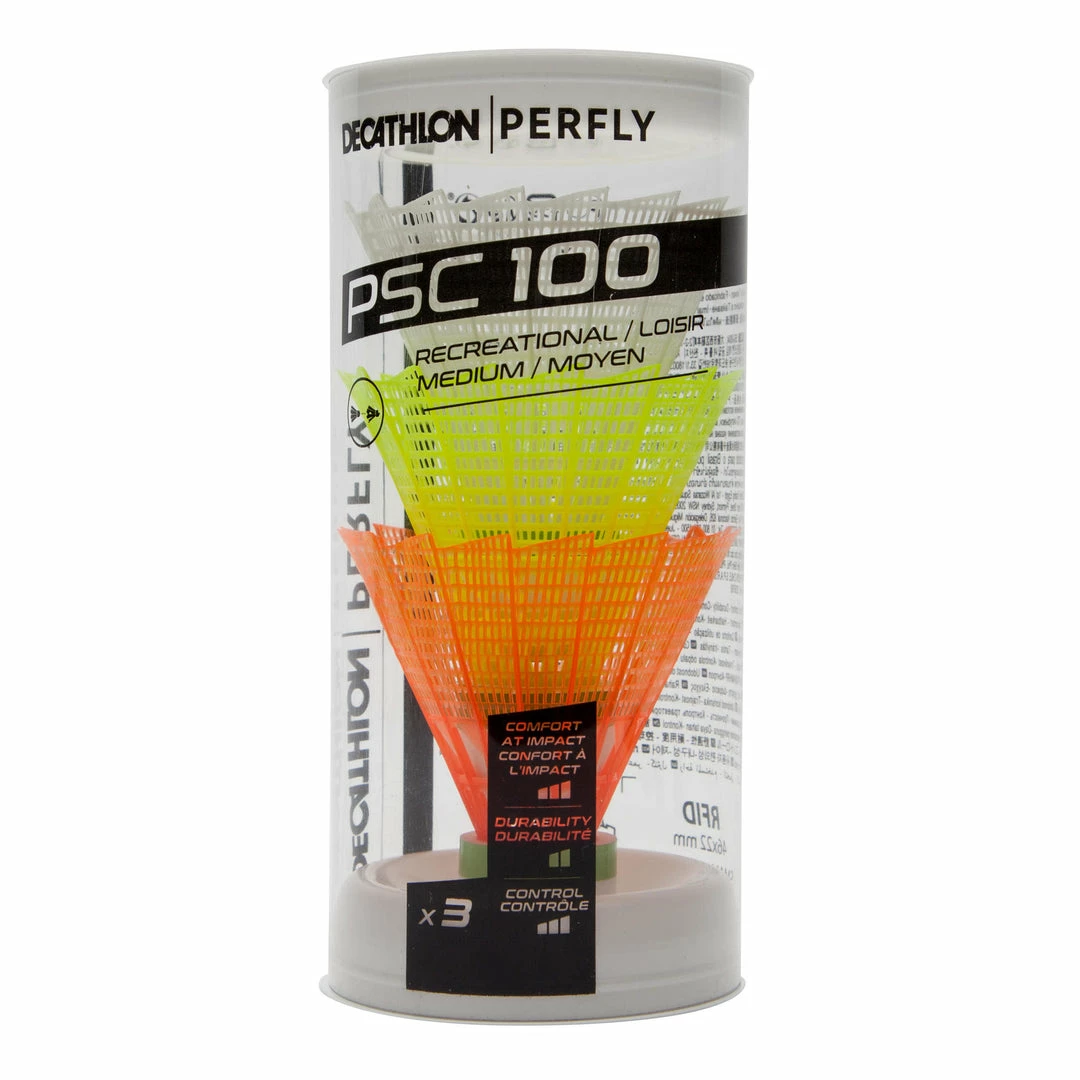 Perfly Badminton PSC100 Plastic Shuttlecock Medium 3-pack