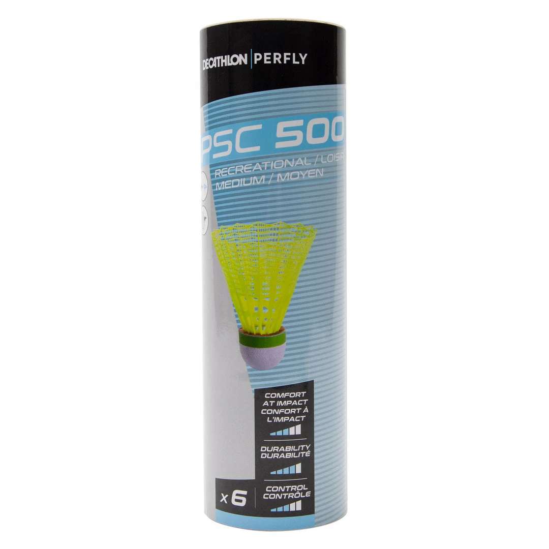 Perfly Badminton PSC500 Plastic Shuttlecock Medium 6-pack